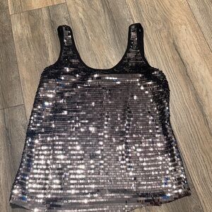 Charlotte Russe Black and Silver Sequin Tank